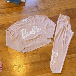 GIRLS size 8-10 Barefoot Dreams Pink Plush top & Jogger set